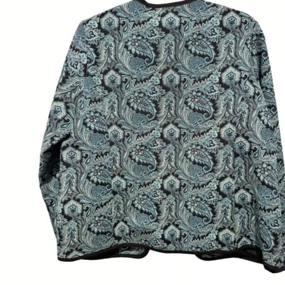 Bedford Fair Womens Paisley Jacket 3X Black & Blue Open Front - Picture 2 of 2